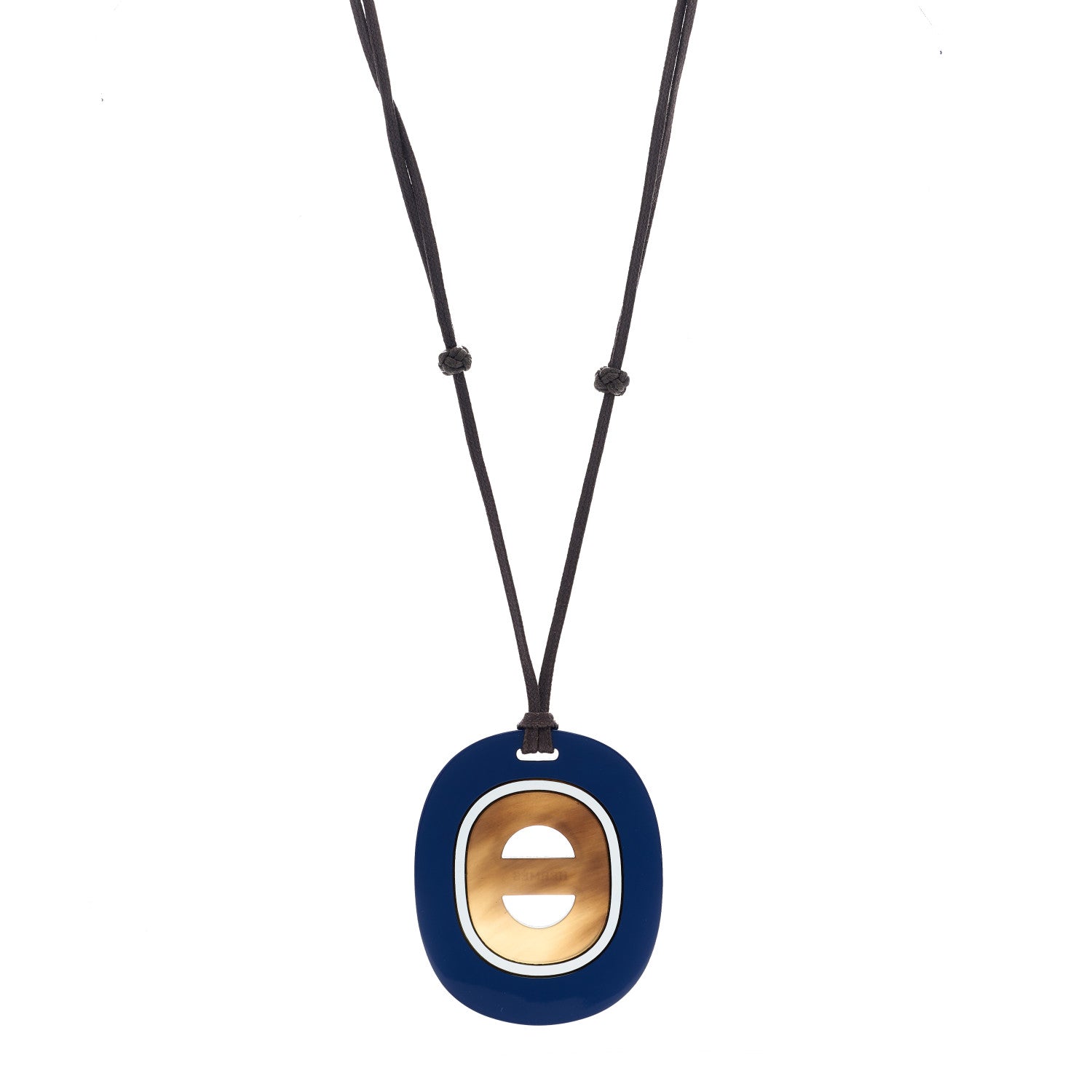 Hermes Lacquered Buffalo Horn Fidelio Pendant Necklace 1 of 3