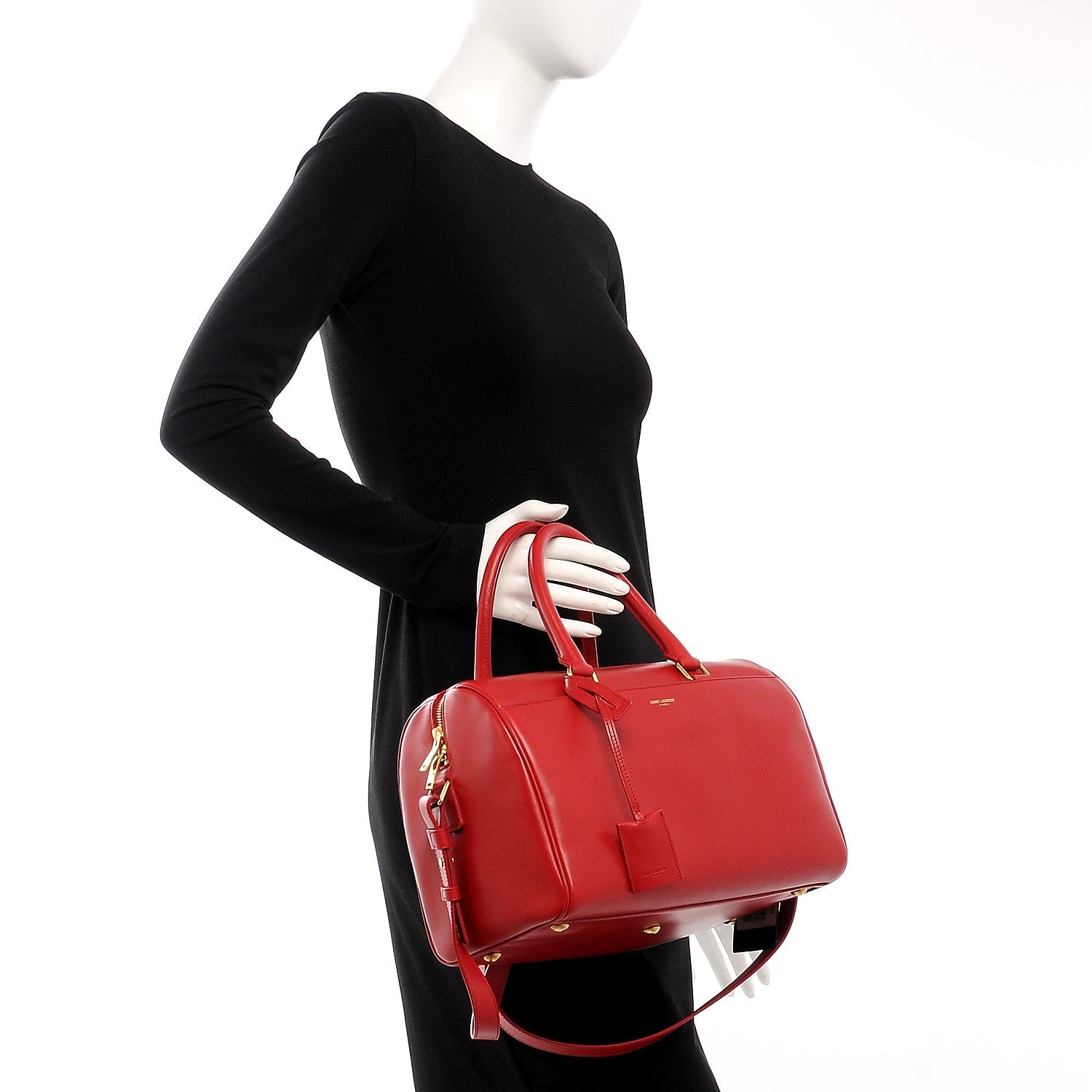 Saint Laurent Calfskin Classic Duffle 6 Red 3 of 8