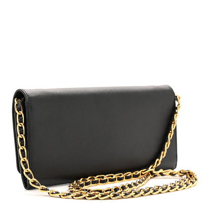 Prada Saffiano Metal Oro Chain Wallet Black 3 of 10