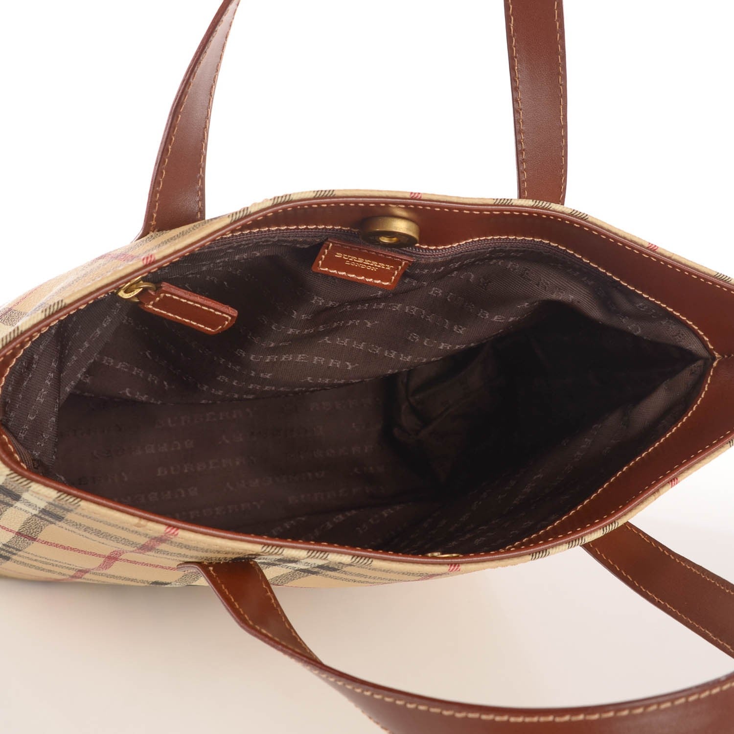 Burberry Haymarket Check Small Tote Brown 5 of 7