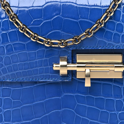 Hermes Shiny Alligator Mini Verrou Chaine Bag Bleu Electrique 8 of 11