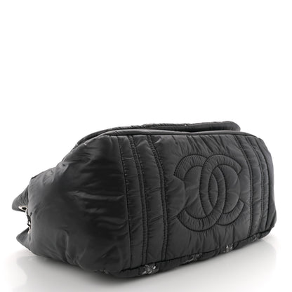 Chanel Nylon Quilted Tweed Stitch Bubble Accordion Flap Black 4 of 12
