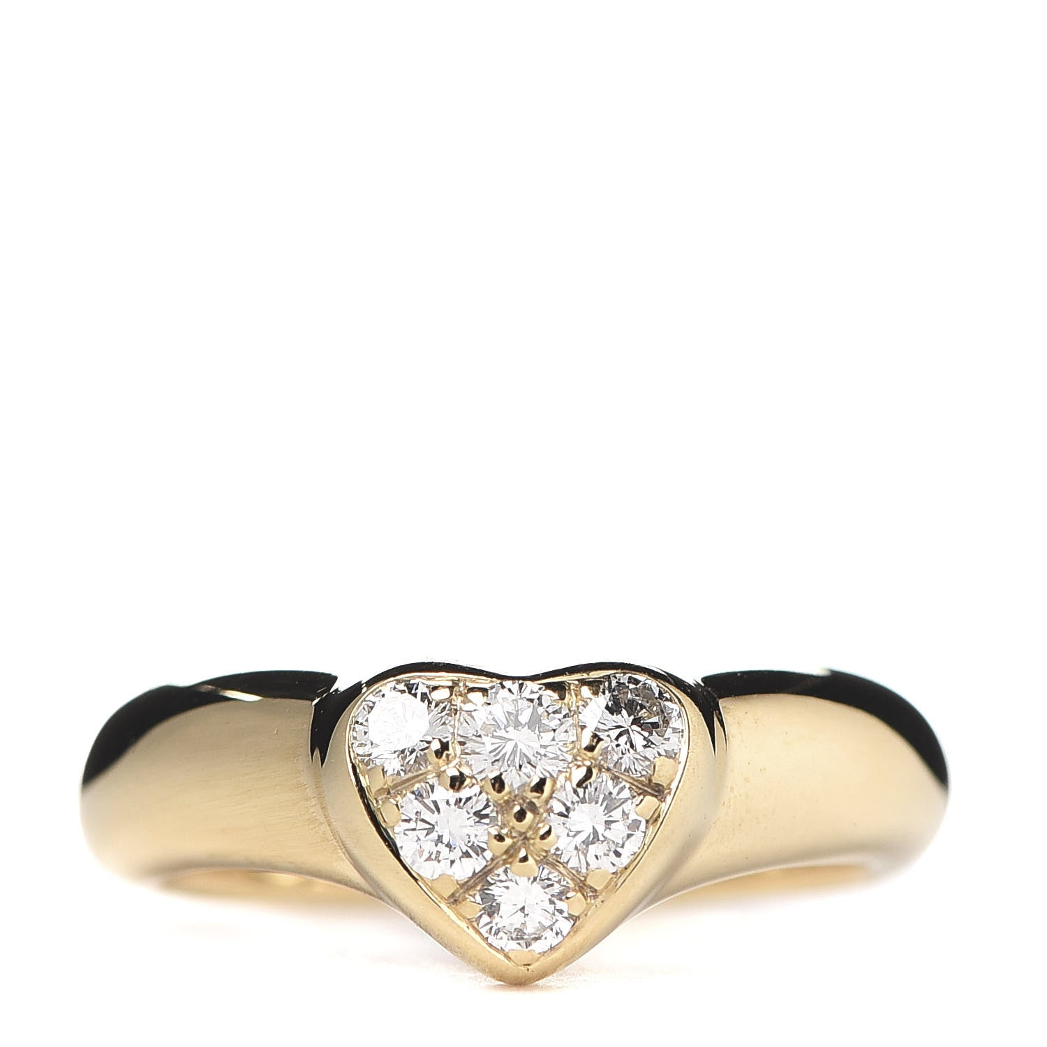 Tiffany 18K Yellow Gold Diamond Heart Band Ring 47 4 1 of 4