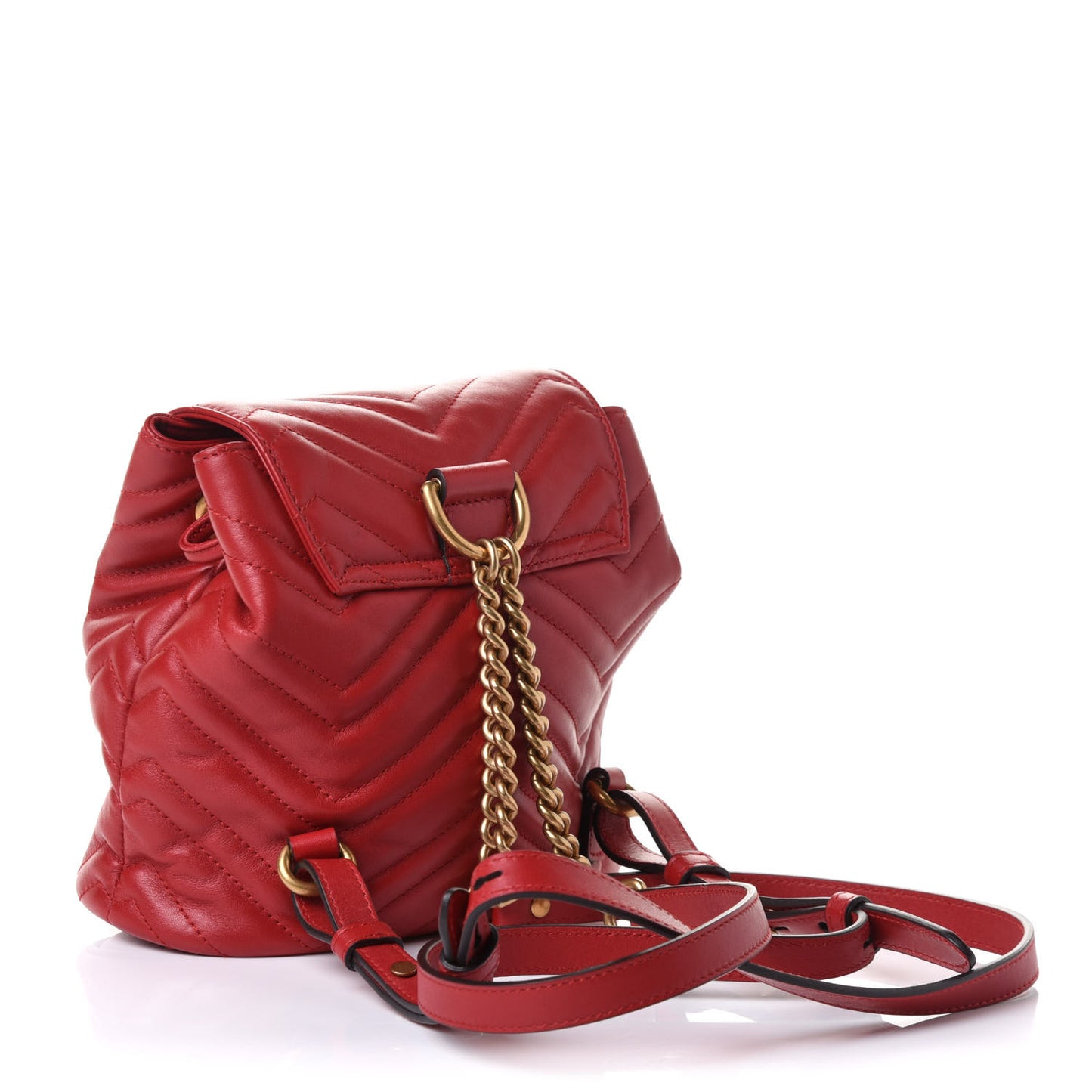 Calfskin Matelasse GG Marmont Flap Backpack Hibiscus Red