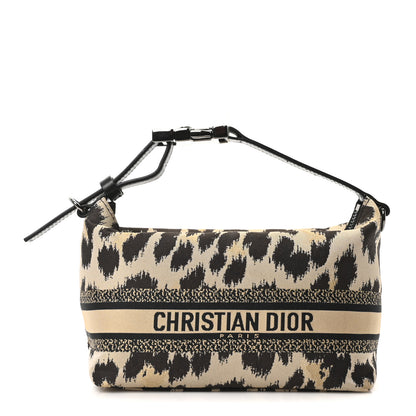 Christian Dior Canvas Mizza Embroidered Leopard DiorTravel Nomad Pouch Beige 1 of 9