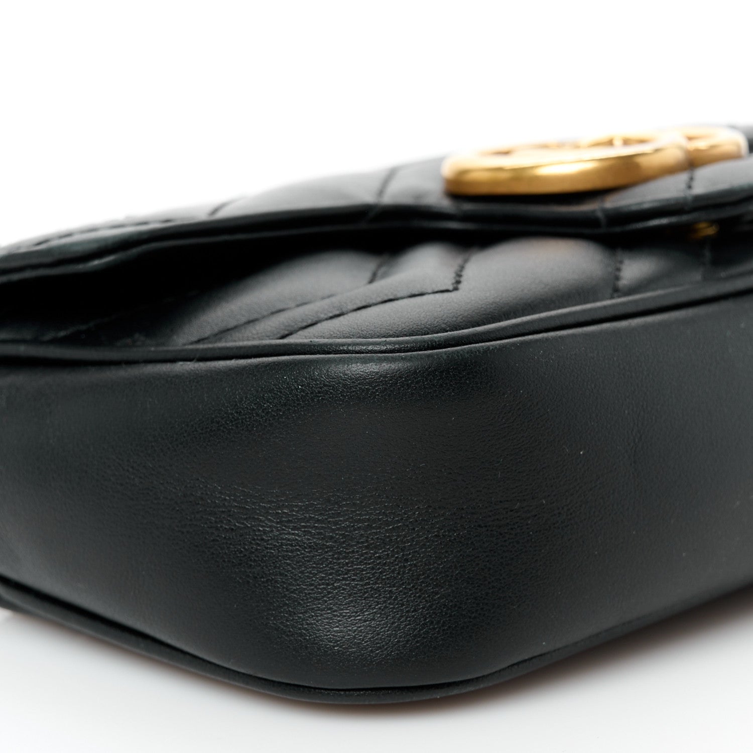Gucci Calfskin Matelasse Super Mini GG Marmont Shoulder Bag Black 9 of 10