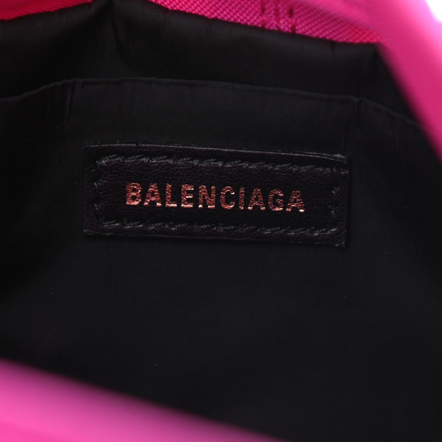 Balenciaga Recycled Sport Nylon Logo Embroidered Wheel Drawstring Bucket Bag XS Fuchsia Black 6 of 9