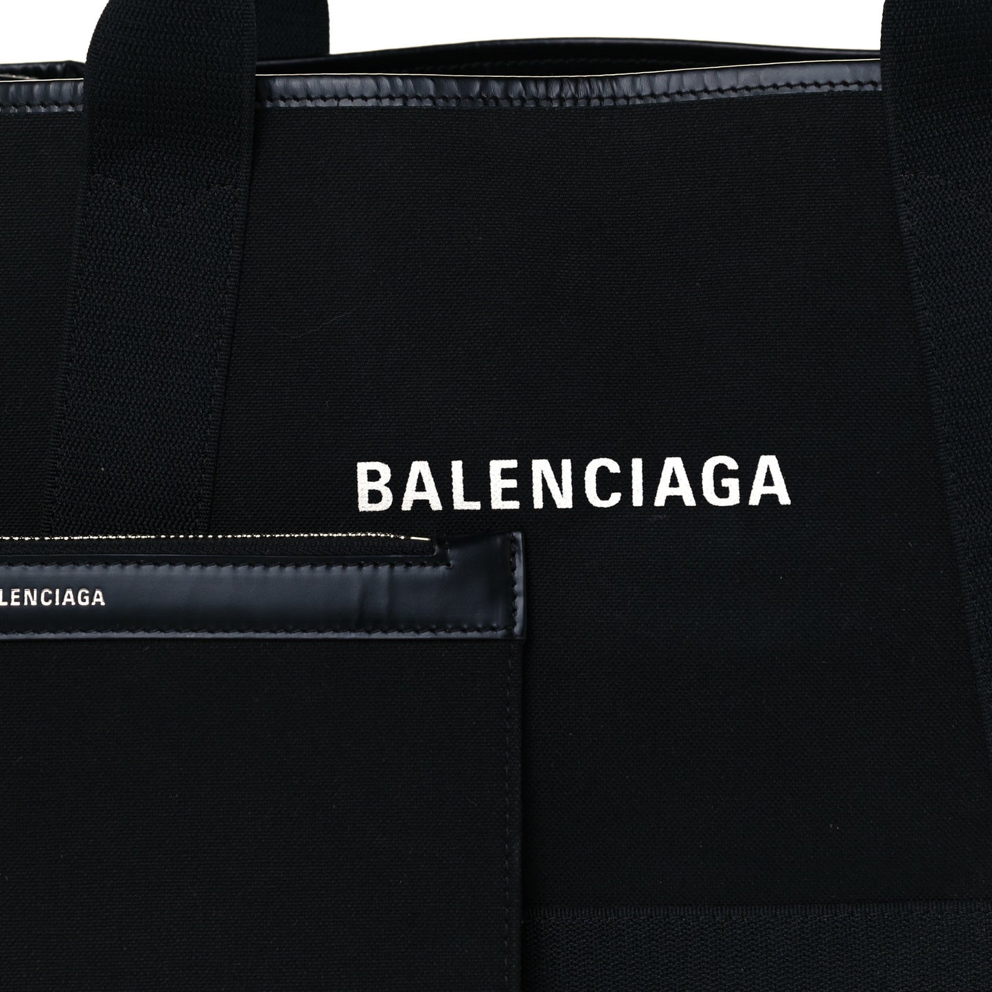 Cotton Canvas Calfskin S Navy Cabas Black