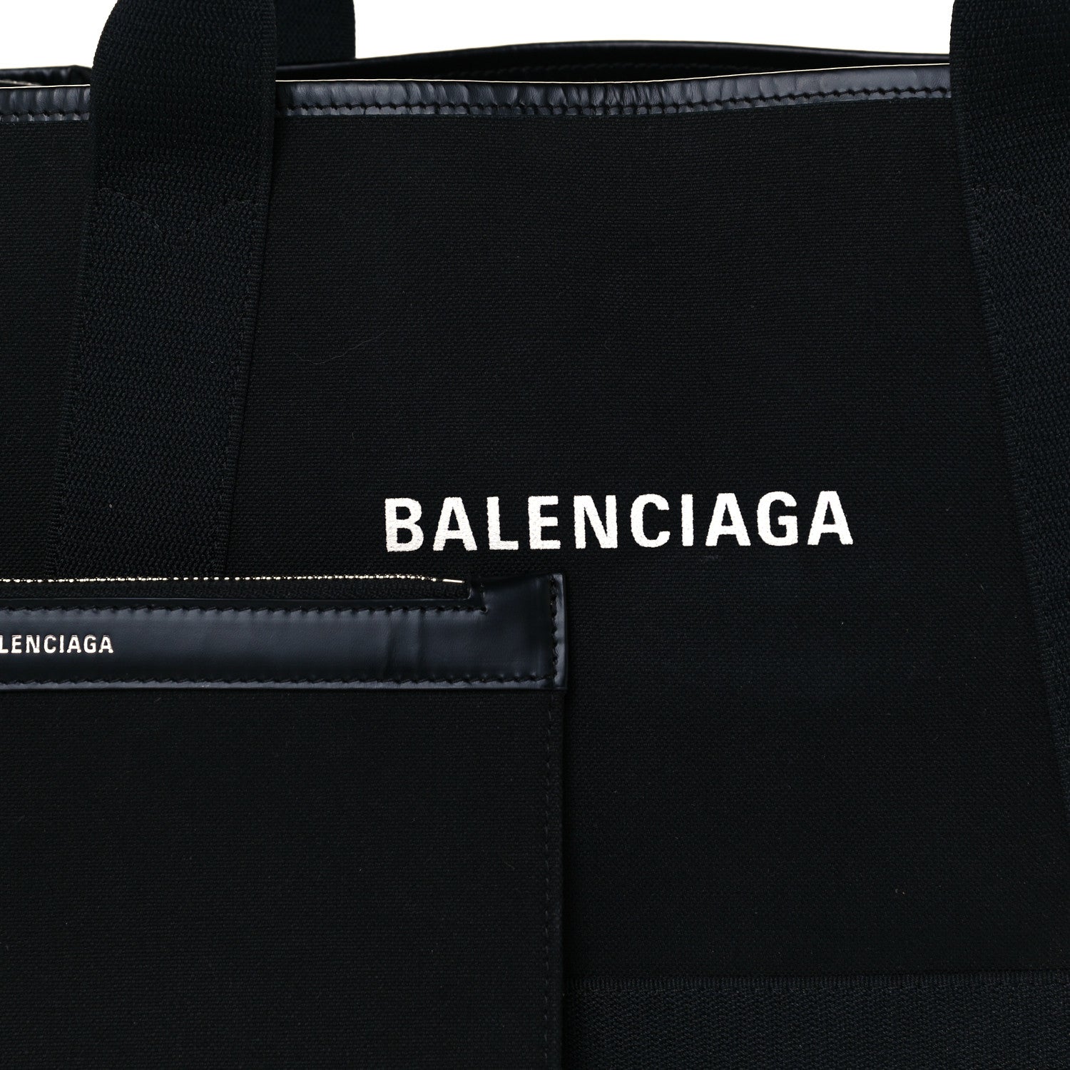 Balenciaga Cotton Canvas Calfskin S Navy Cabas Black 8 of 10