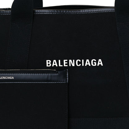 Balenciaga Cotton Canvas Calfskin S Navy Cabas Black 8 of 10
