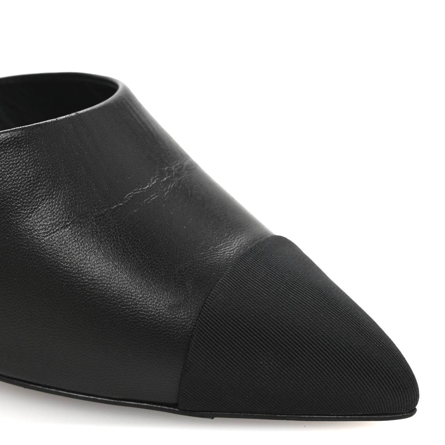 Goatskin Grosgrain Cap Toe Pearl Mule 38.5 Black