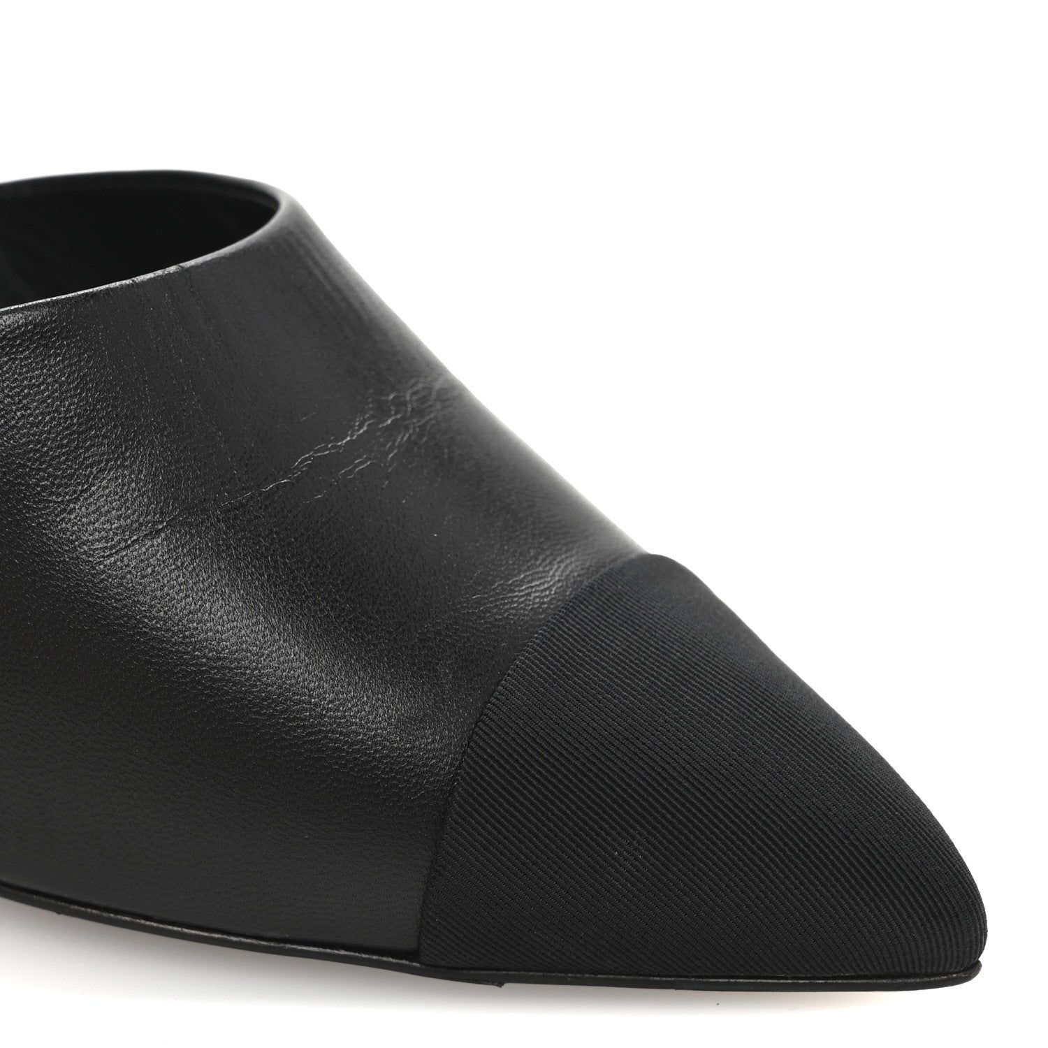 Chanel Goatskin Grosgrain Cap Toe Pearl Mule 38.5 Black 10 of 11