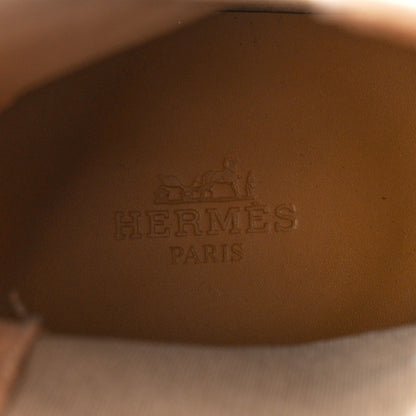 Hermes Suede Goatskin Mens Ebony Chelsea Ankle Boots 42 Beige 7 of 9