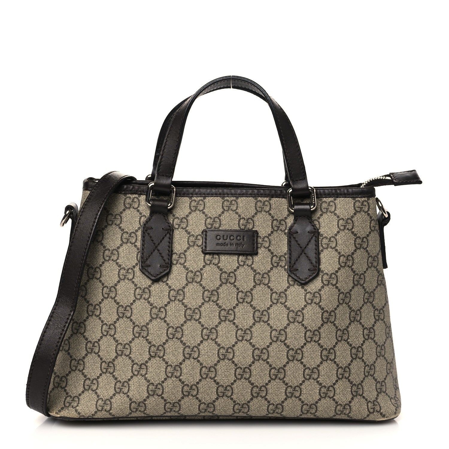 Gucci GG Supreme Monogram Small Zippered Tote Dark Brown 1 of 7