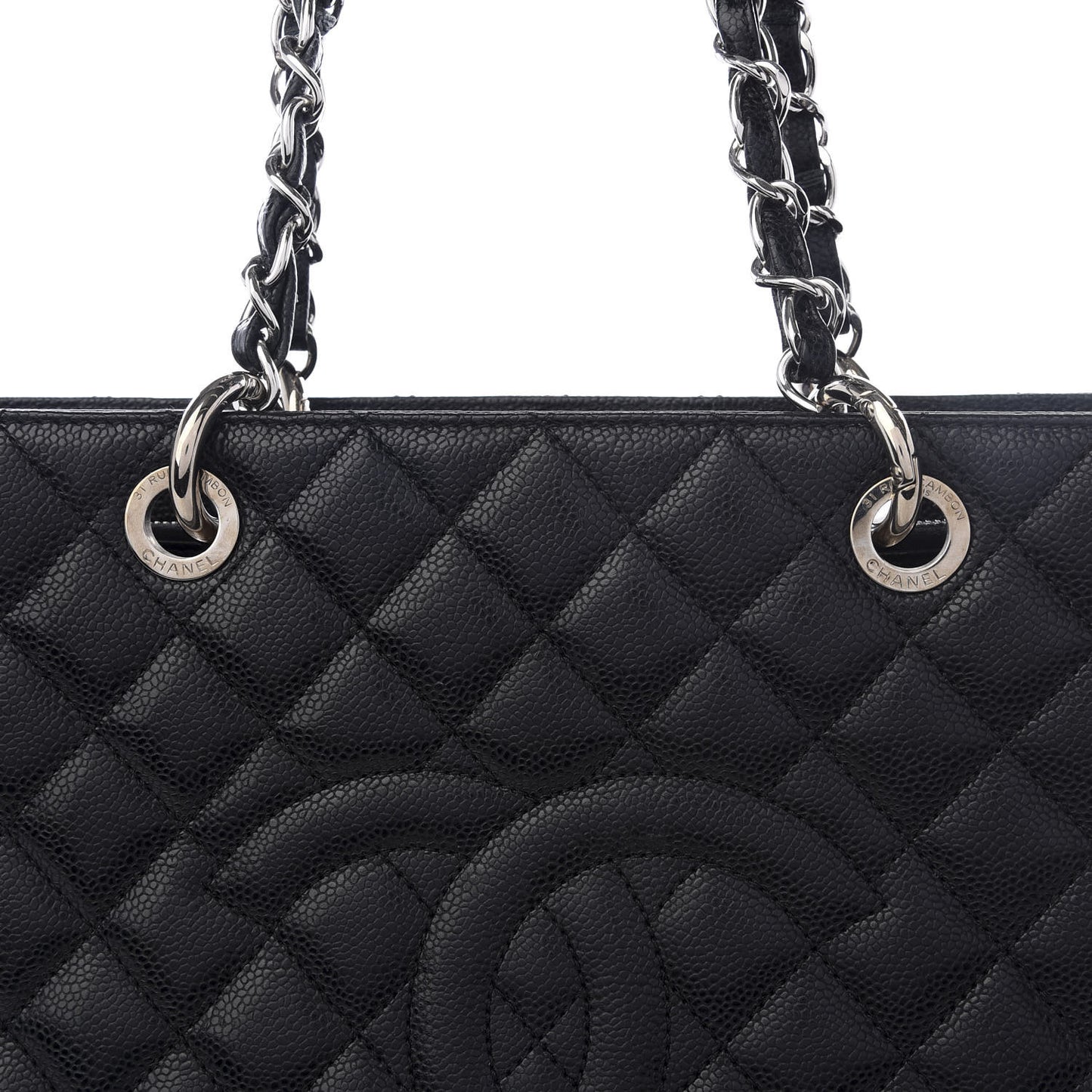 Caviar Quilted Grand Shopping Tote GST Black