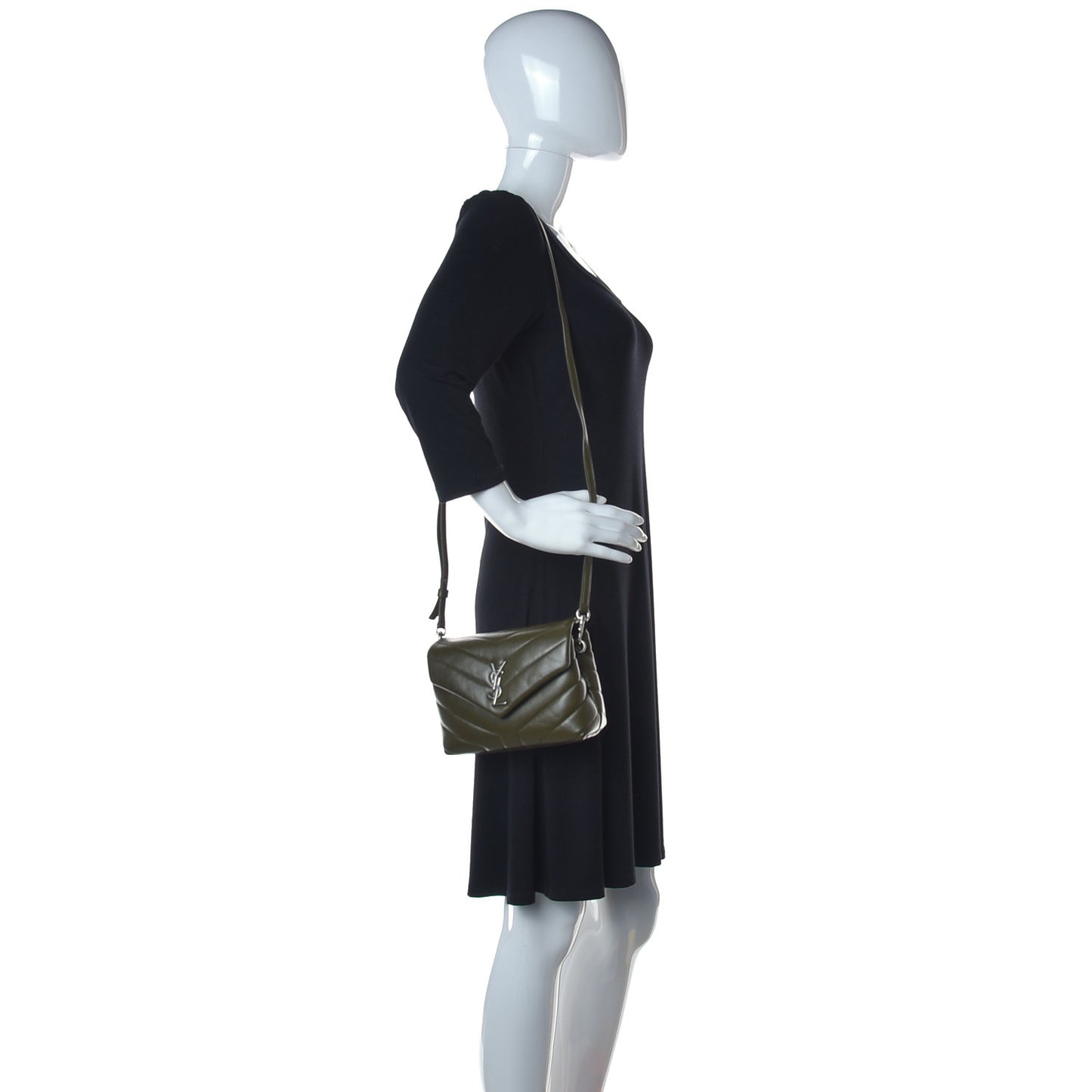 Calfskin Y Quilted Monogram Toy Loulou Crossbody Bag Military Olive