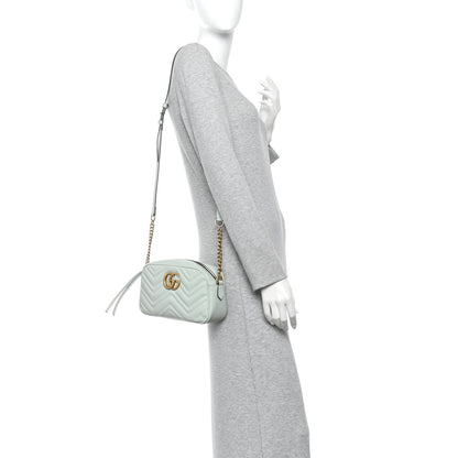 Gucci Calfskin Matelasse Small GG Marmont Chain Shoulder Bag Salvy Green 2 of 10