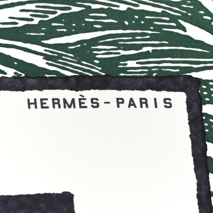 Hermes Silk Cavalier En Formes Scarf 90 Creme Vert Jaune Vif 8 of 30