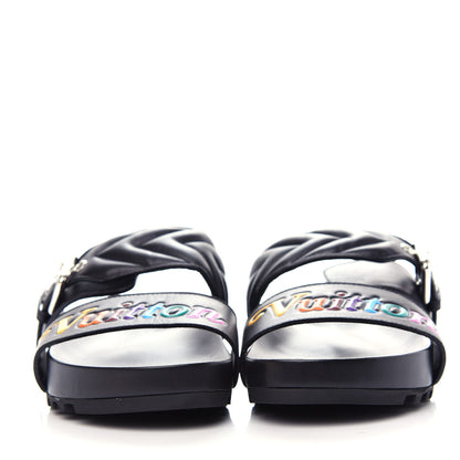 Louis Vuitton Calfskin New Wave Bom Dia Mule Sandals 36 Black 2 of 11