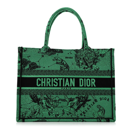 Christian Dior Canvas Embroidered Medium Zodiac Toile De Jouy Book Tote Green 1 of 10