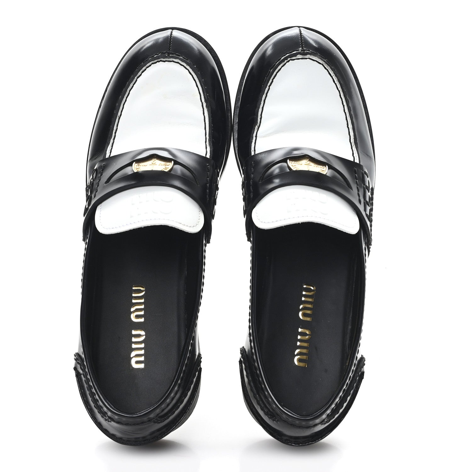 Miu Miu Spazzolato Penny Loafer 39 Black White 2 of 9