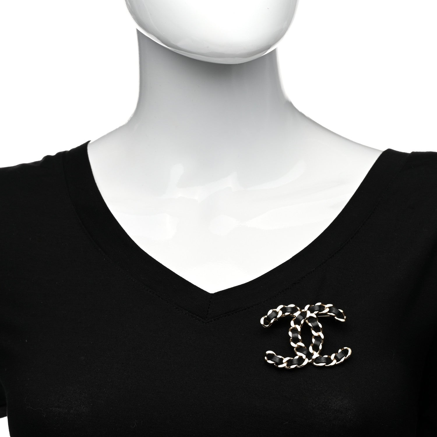 Chanel Lambskin Chain CC Brooch Black Gold 1 of 4