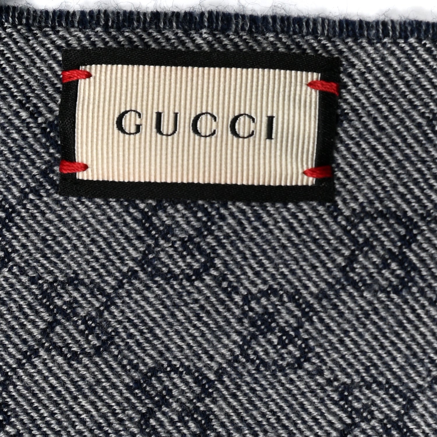 Gucci Wool Jacquard GG Monogram Miniorophin Scarf Midnight Blue Sky Blue 3 of 4