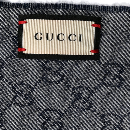 Gucci Wool Jacquard GG Monogram Miniorophin Scarf Midnight Blue Sky Blue 3 of 4