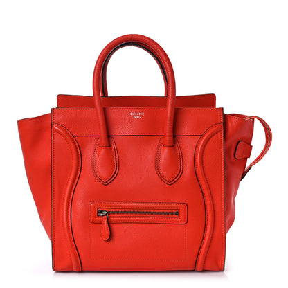 Celine Drummed Calfskin Mini Luggage Vermillion 1 of 9