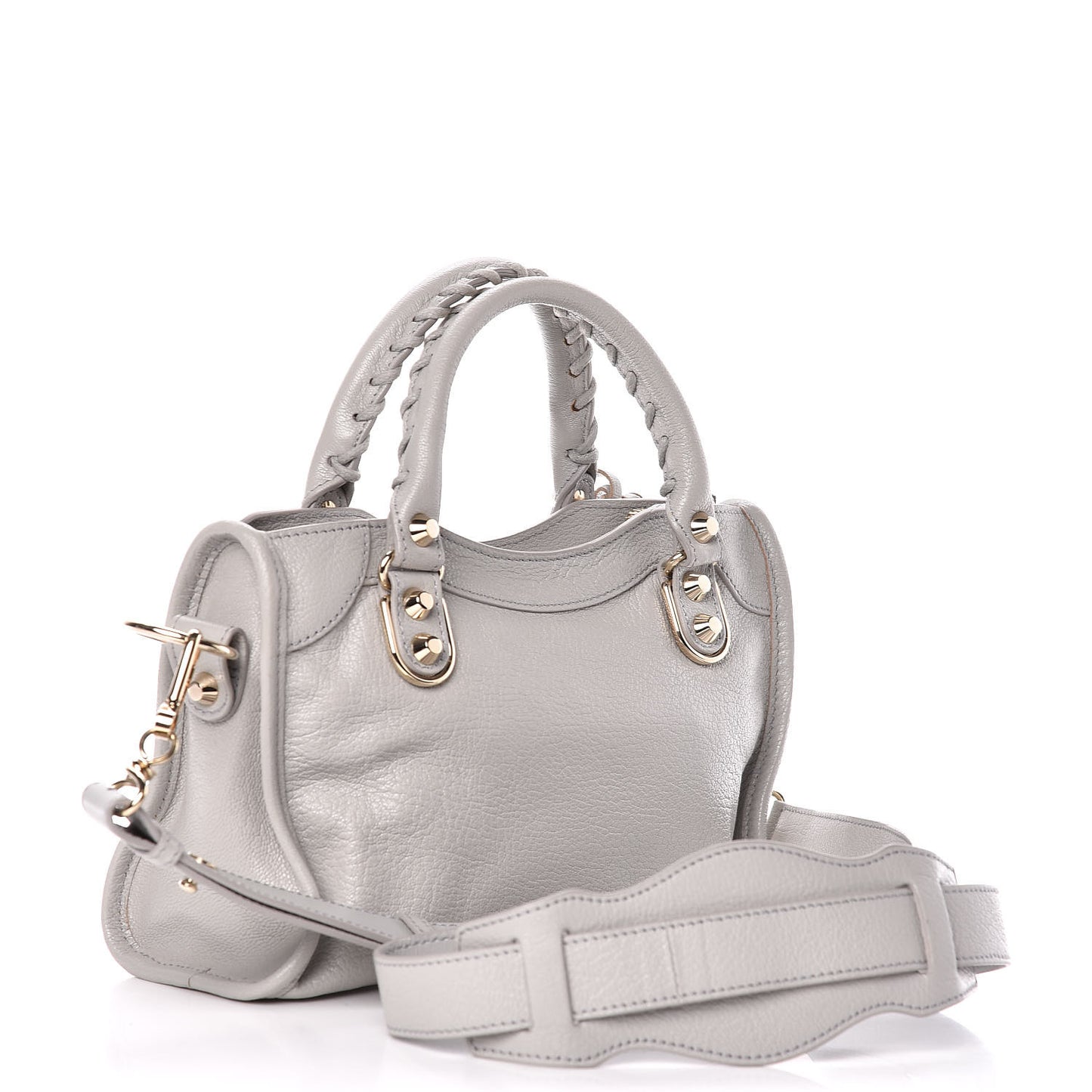 Chevre Gold Metallic Edge Hardware Mini City Gris Perle
