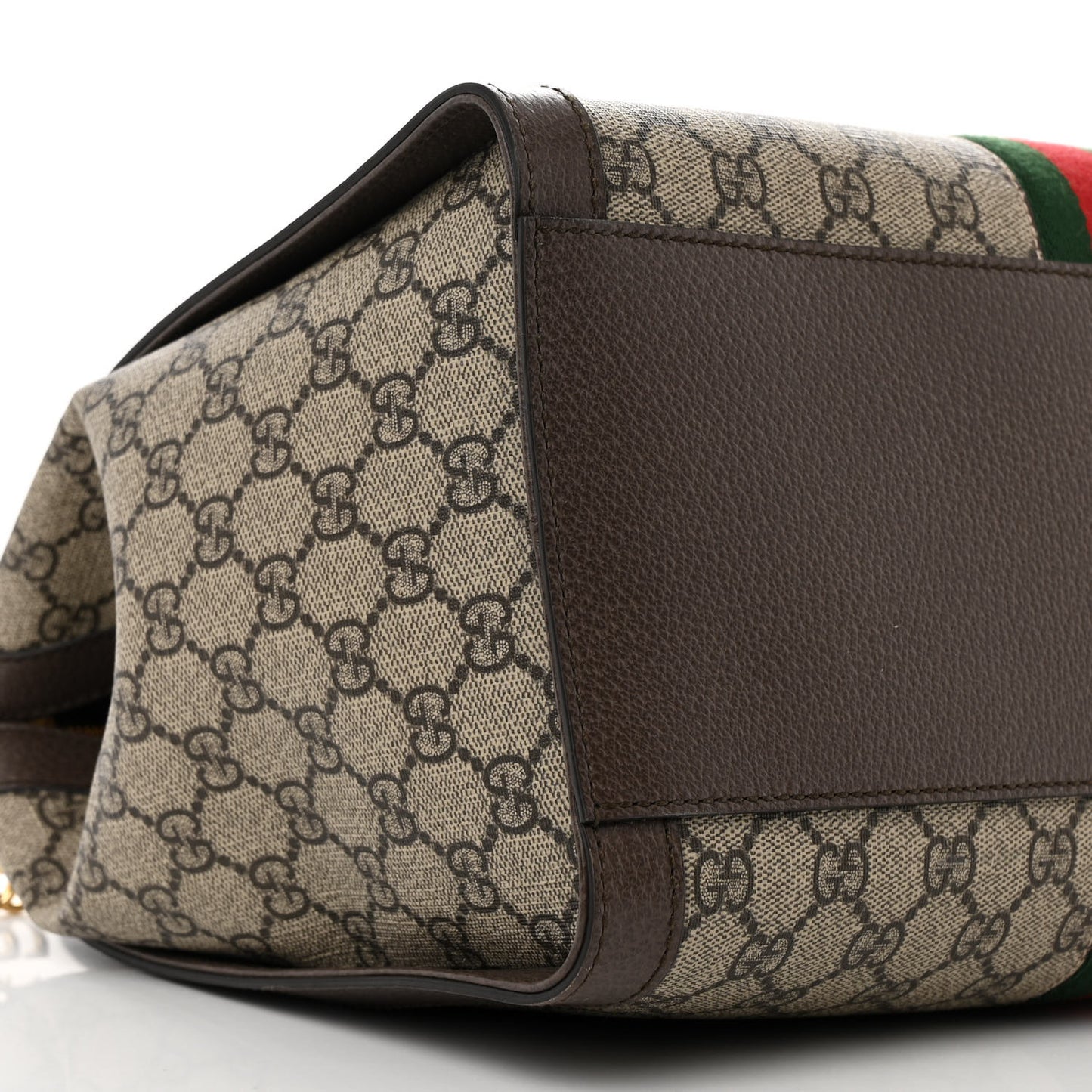 GG Supreme Monogram Web Medium Ophidia Tote Bag Brown