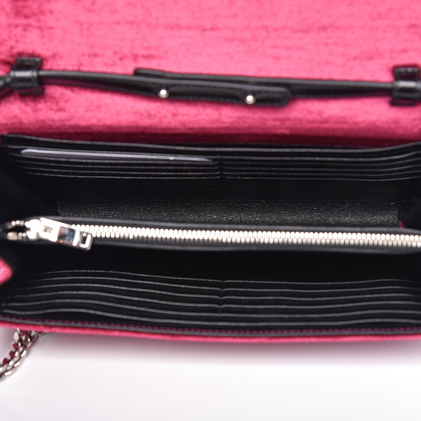 Textured Velour Monogram Chain Wallet Rose Wine