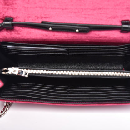 Saint Laurent Textured Velour Monogram Chain Wallet Rose Wine 5 of 8