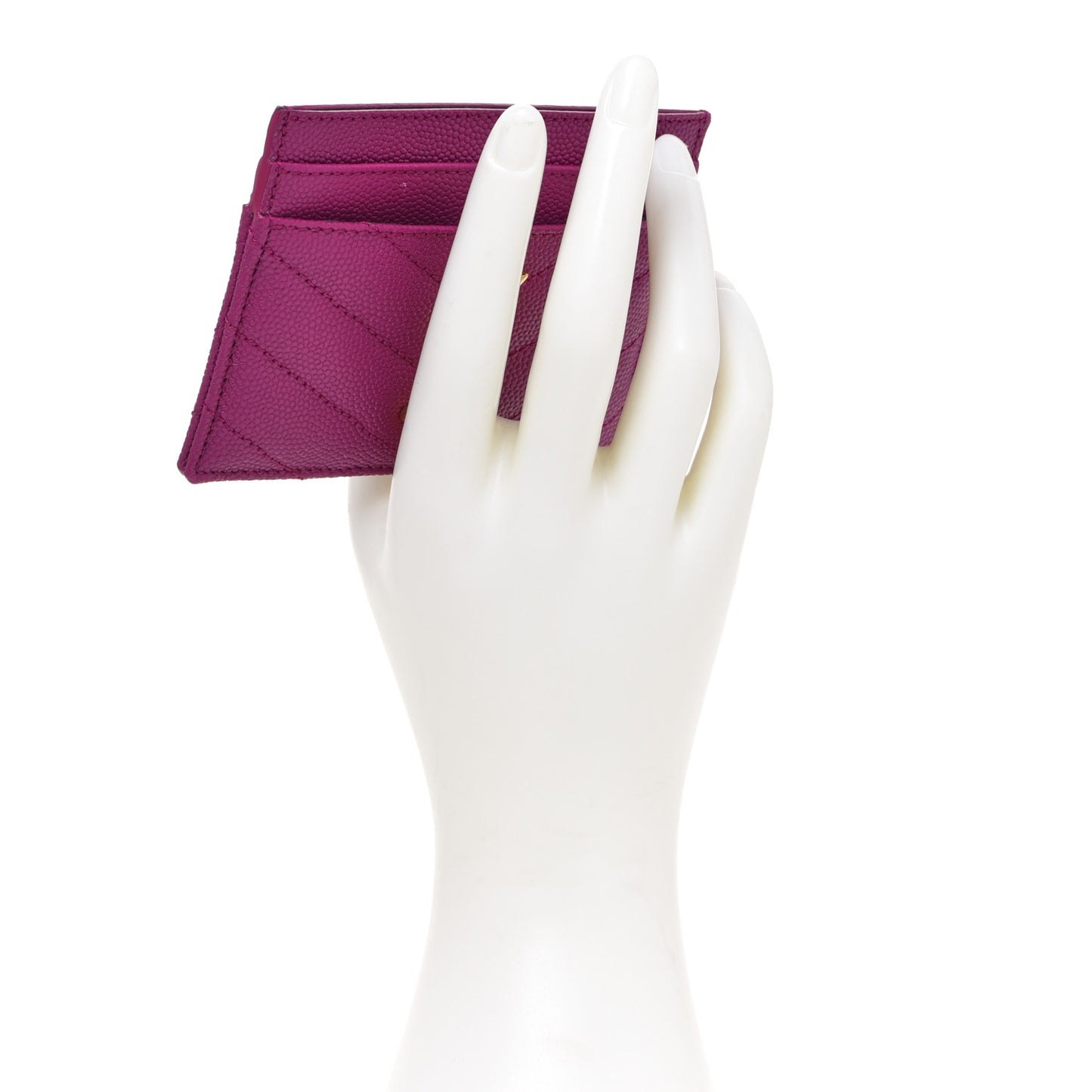 Grain De Poudre Matelasse Chevron Monogram Credit Card Case Dark Grape