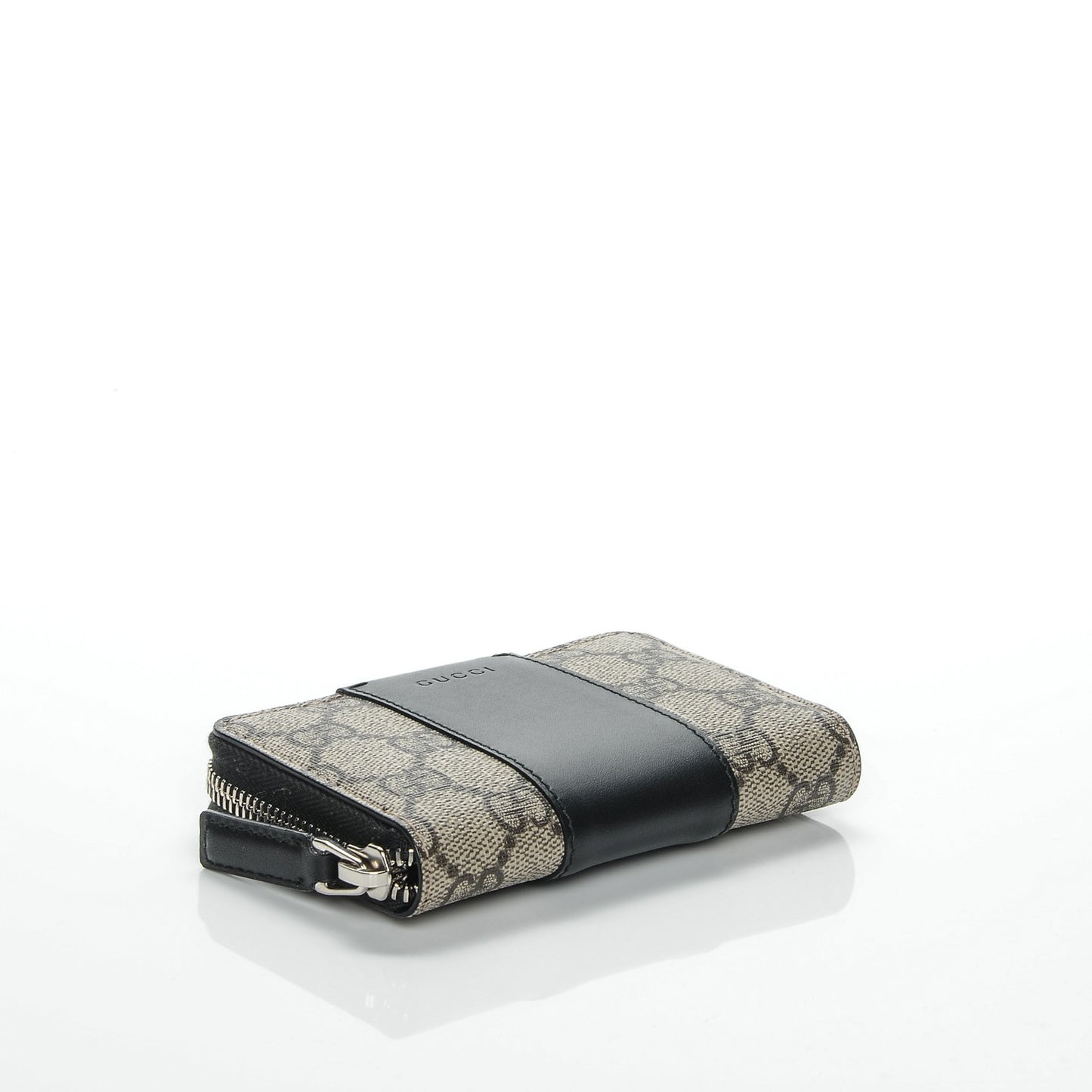 GG Supreme Monogram Zip Around Card Case Black