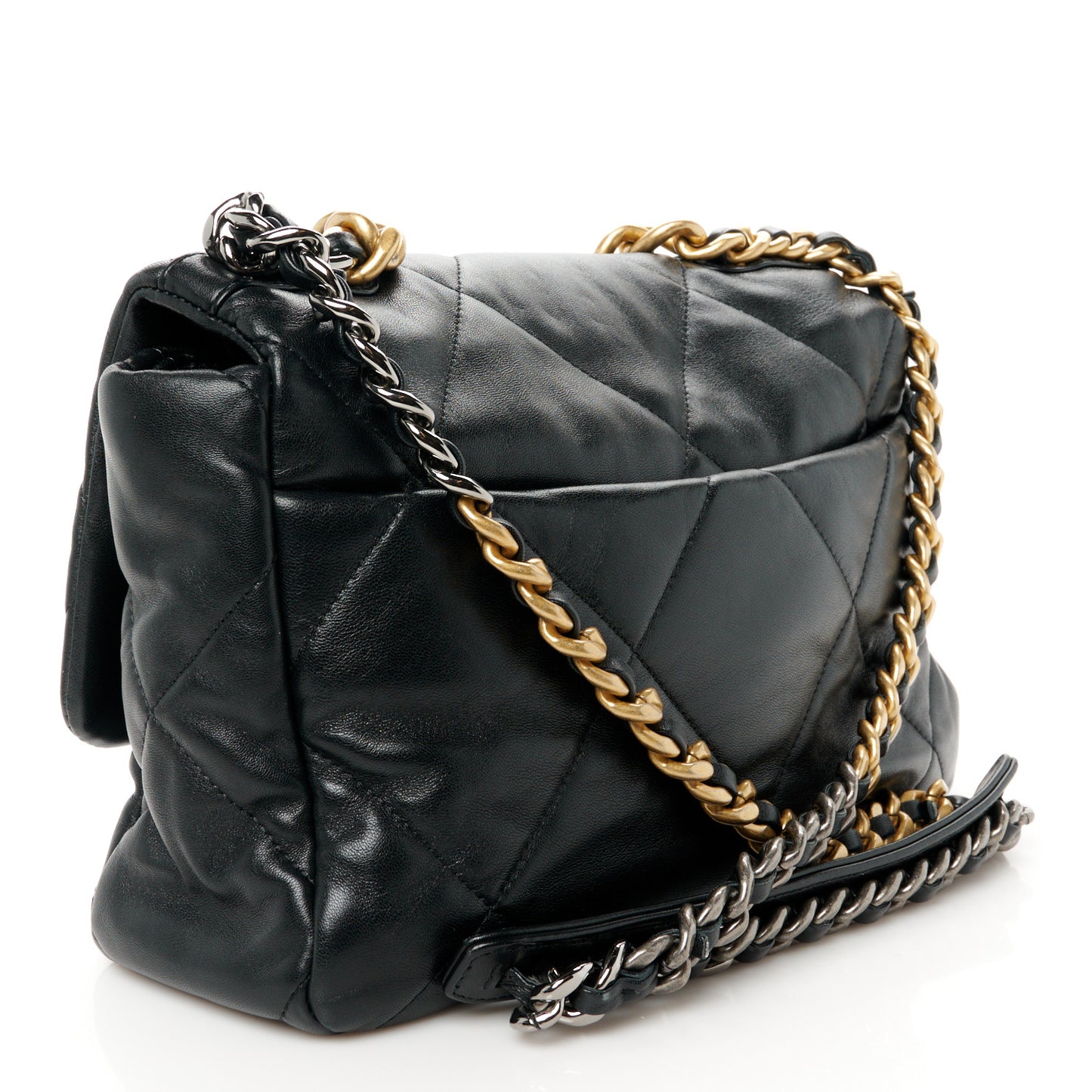 Goatskin Quilted Large Chanel 19 Flap Black