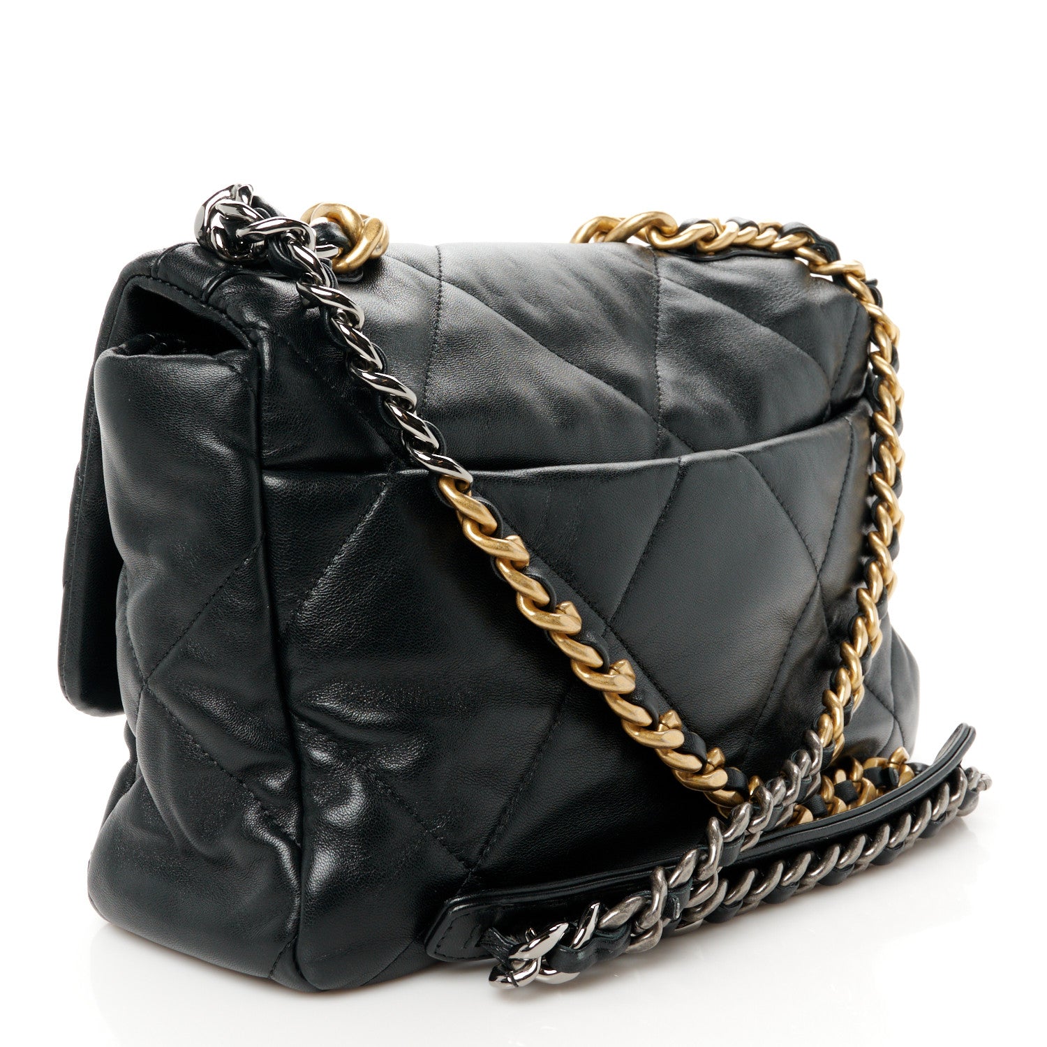Chanel Goatskin Quilted Large Chanel 19 Flap Black 3 of 10