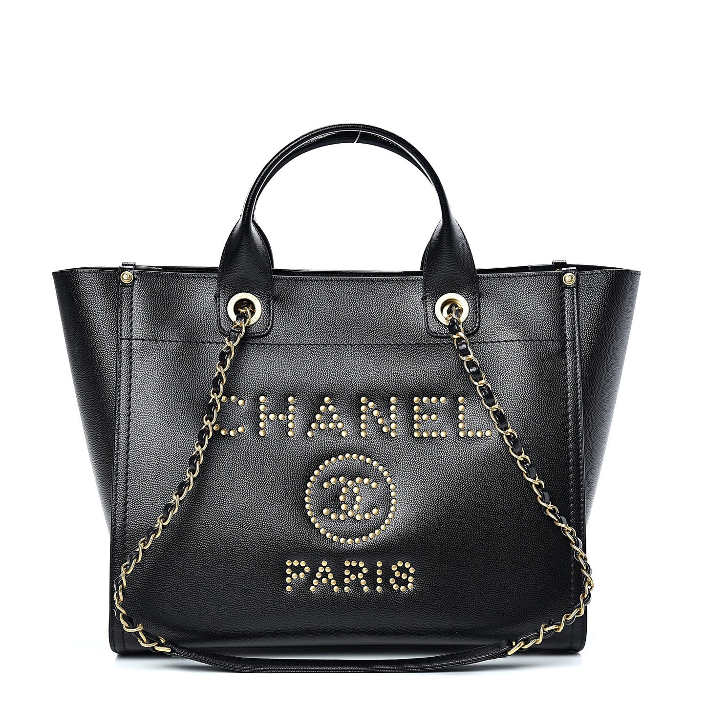 Caviar Small Studded Deauville Tote Black