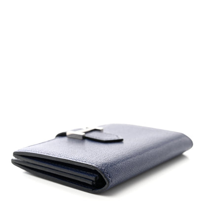 Hermes Chevre Mysore Bearn Card Holder Wallet Bleu Encre 4 of 7