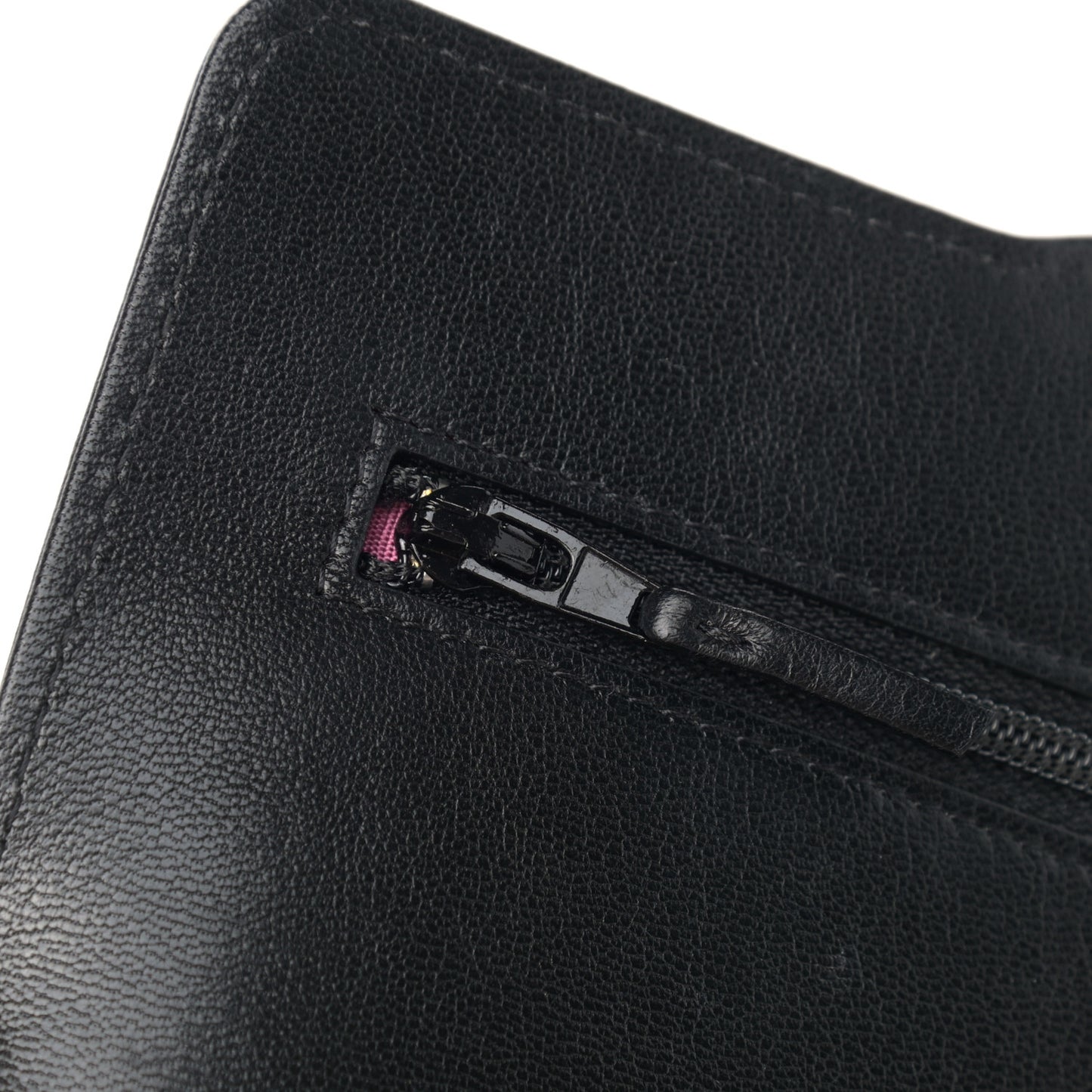 Goatskin Quilted Timeless CC Wallet On Chain WOC Black