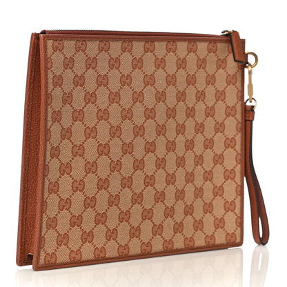 Gucci X MLB GG Monogram NY Yankees Zip Wristlet Pouch Beige Ruggine Ivory 3 of 11