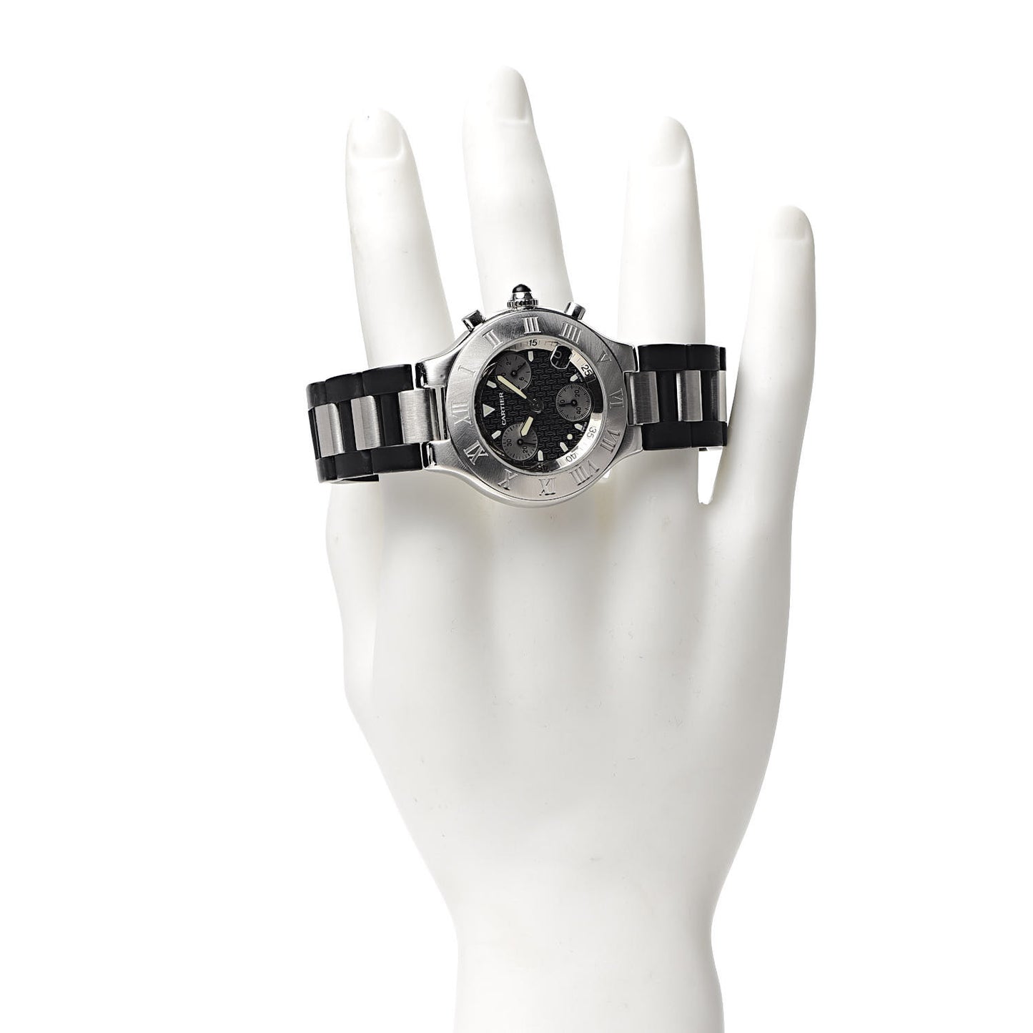 Stainless Steel Rubber 38mm Must 21 Chronoscaph Quartz Watch Black