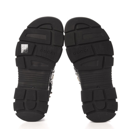 Gucci Nappa Mesh Studded Mens Aguru Sandals 10 Black 5 of 8