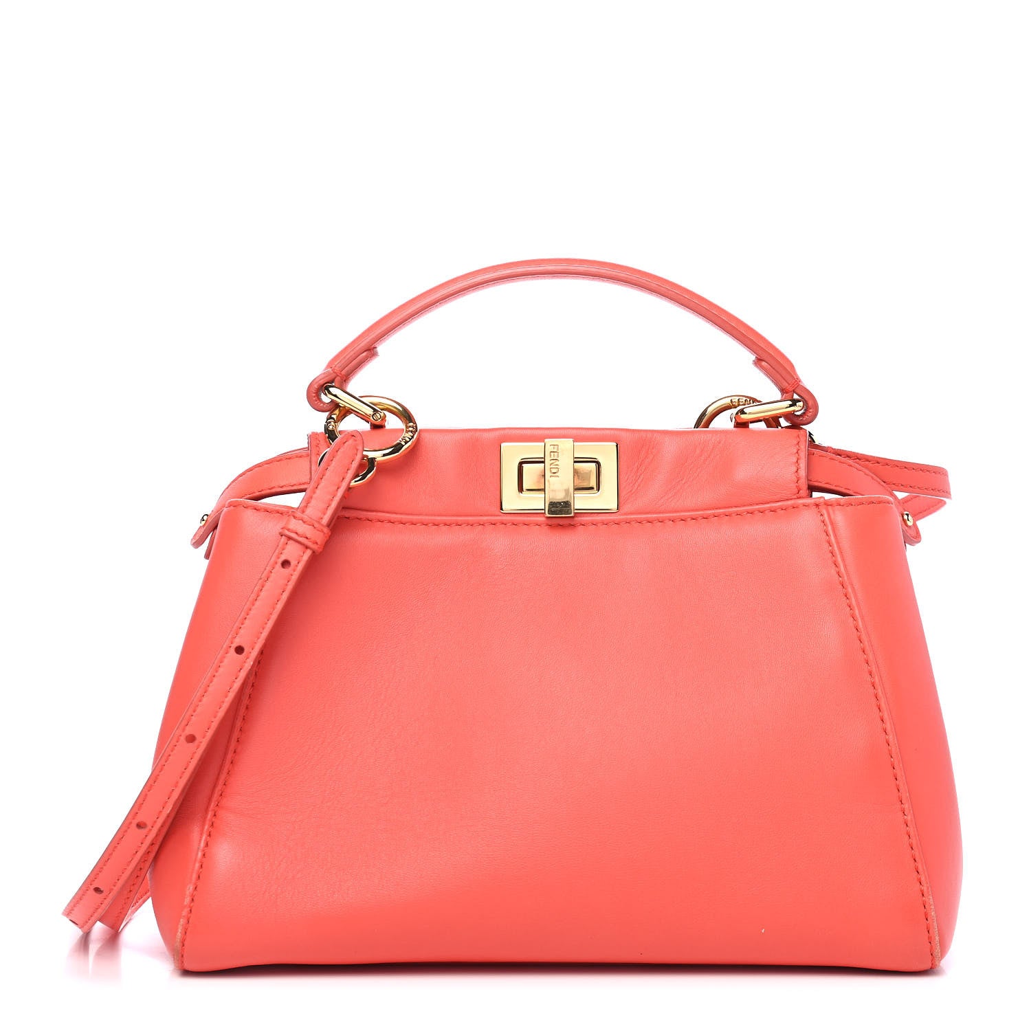 Fendi Nappa Mini Peekaboo Iconic Satchel Azalea 1 of 12