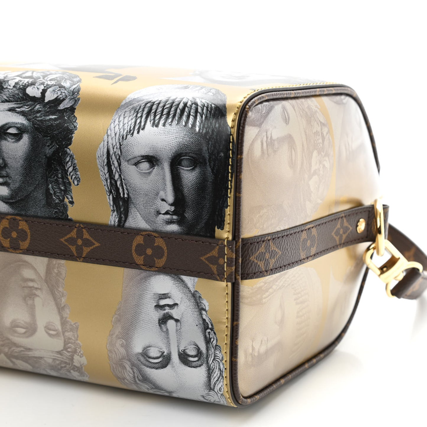X FORNASETTI Calfskin Fornasetti Speedy Bandouliere 25 Gold