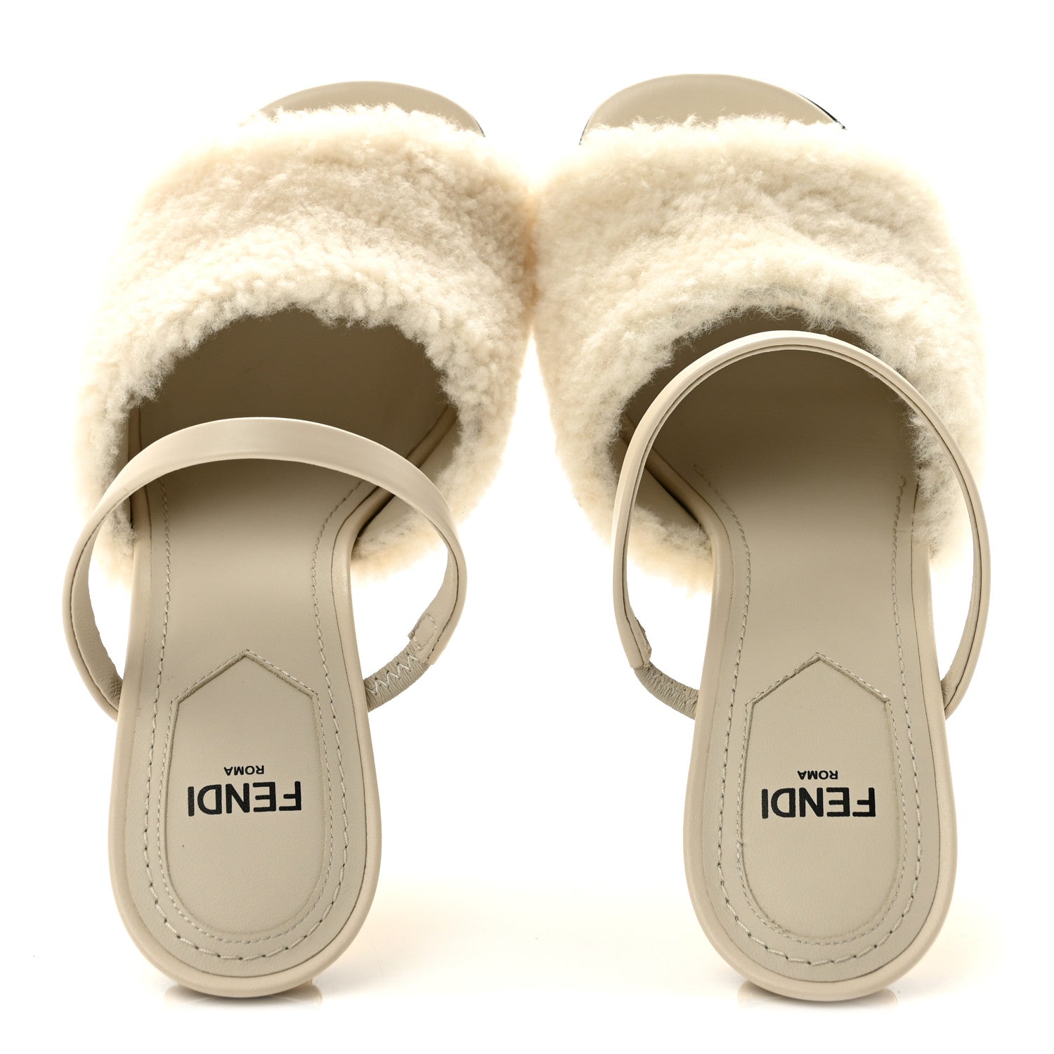 Fendi Nappa Shearling First 95mm Slide Sandals 36 Latte 2 of 9