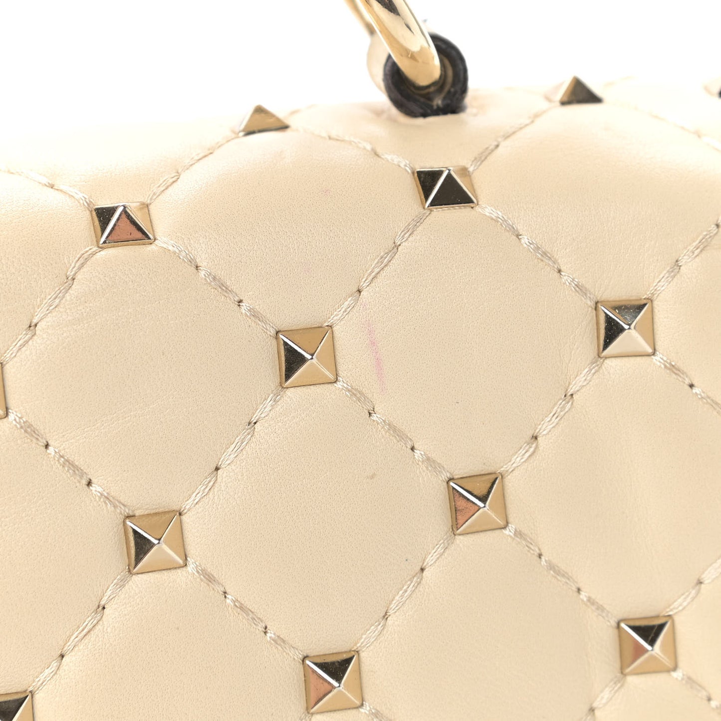 Nappa Small Rockstud Spike Shoulder Bag Light Ivory