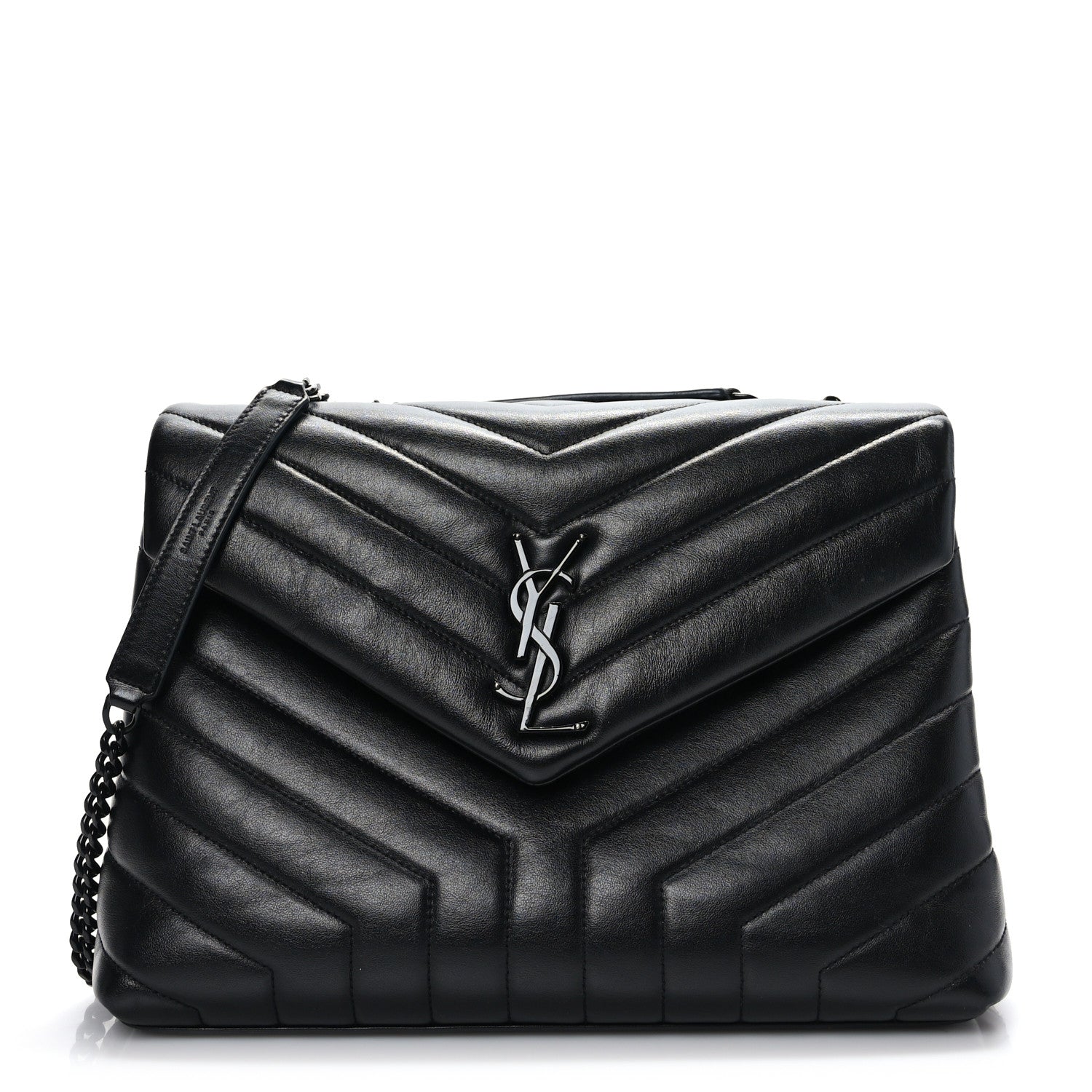 Saint Laurent Calfskin Y Quilted Monogram Medium Loulou Chain Satchel Black 1 of 7
