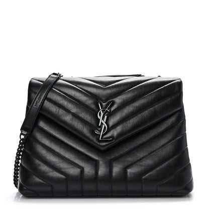 Saint Laurent Calfskin Y Quilted Monogram Medium Loulou Chain Satchel Black 1 of 7
