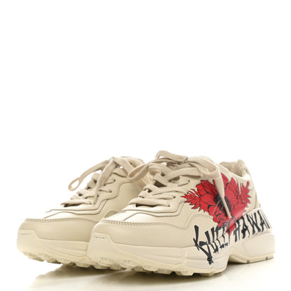 Gucci Calfskin Hawaii Print Womens Rhyton Sneakers 35.5 Ivory 3 of 9